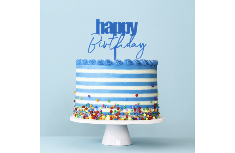 Cursive Happy Birthday Cake Topper