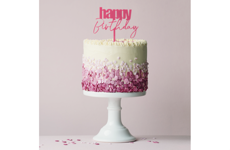 Cursive Happy Birthday Cake Topper - Image 2