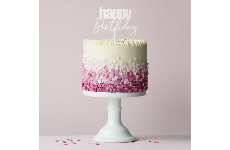 Cursive Happy Birthday Cake Topper - Image 3