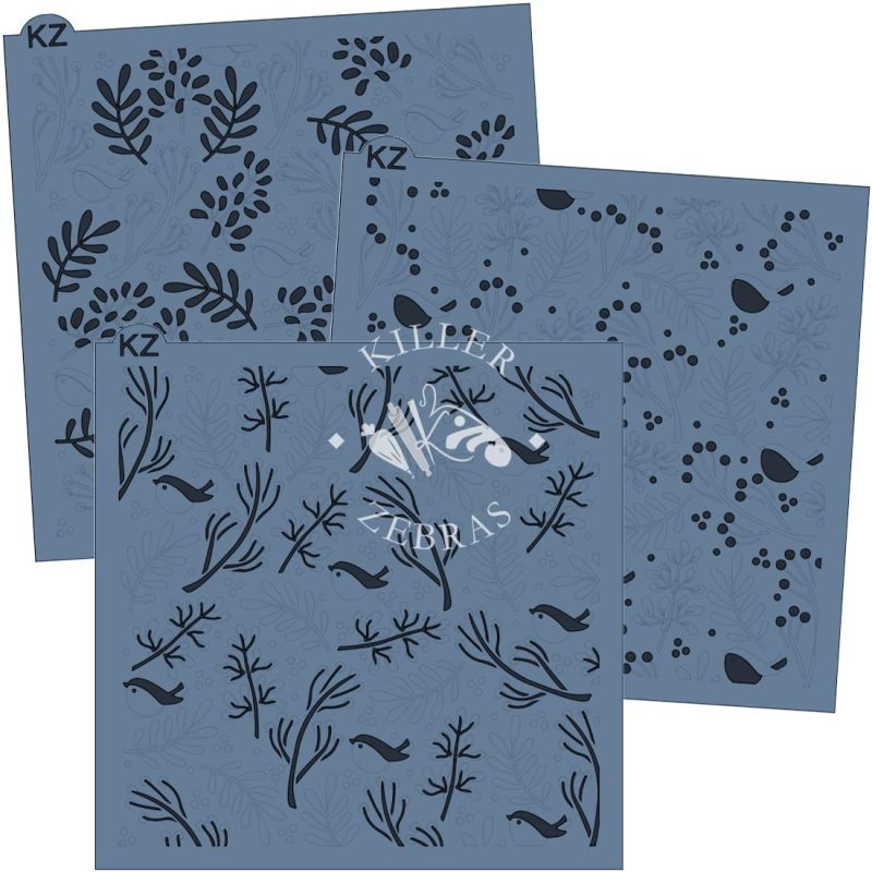 Killer Zebras - Winterberries 3 Part Stencil - Image 2
