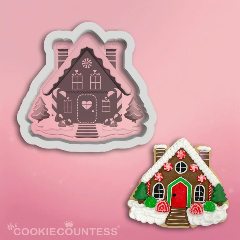 Gingerbread House with Trees Cookie Cutter by Cookie Countess