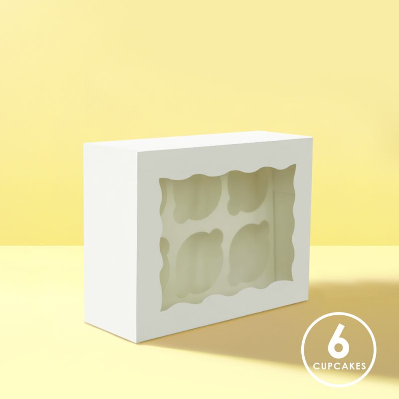 3" High Standard Cupcake Box with PVC Window - Holds 6 Cupcakes