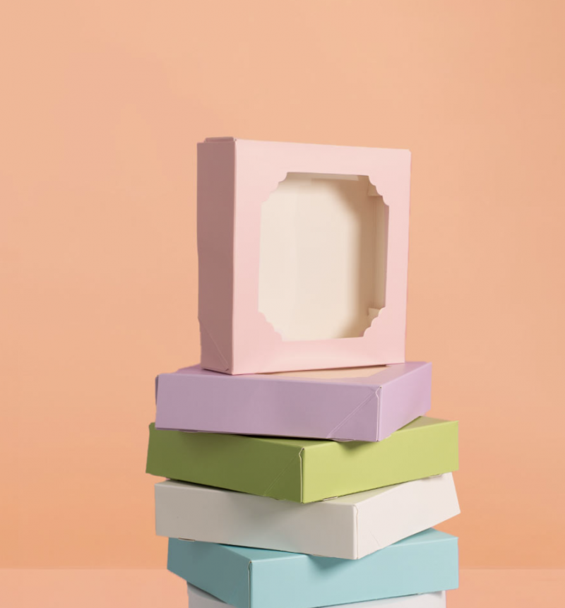 Scalloped Medium Treat Boxes (Pack of 5) - Mixed Colours