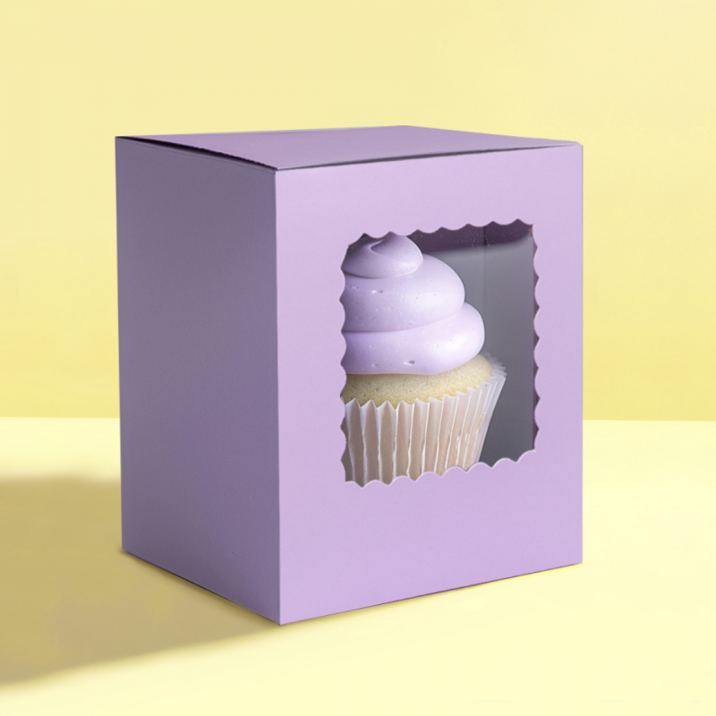 Scalloped Single Cupcake Box (Pack of 6) – Pastel Lilac