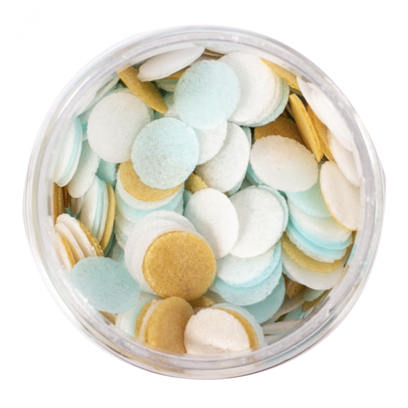 Blue white and gold wafer confetti by Sprinks