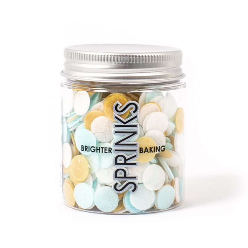 Blue white and gold wafer confetti by Sprinks