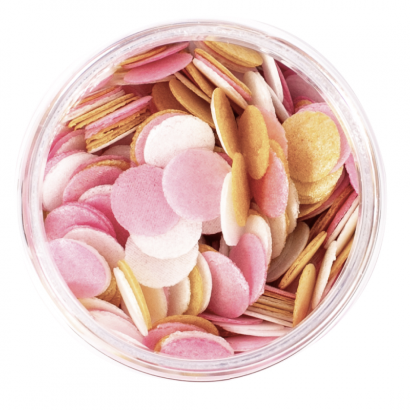 Pink White and Gold Wafer Confetti by Sprinks