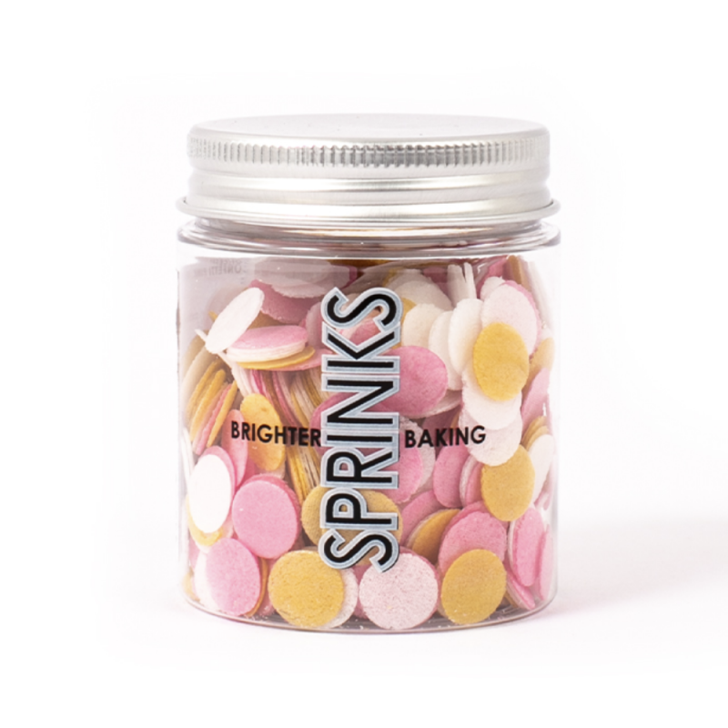Pink White and Gold Wafer Confetti by Sprinks
