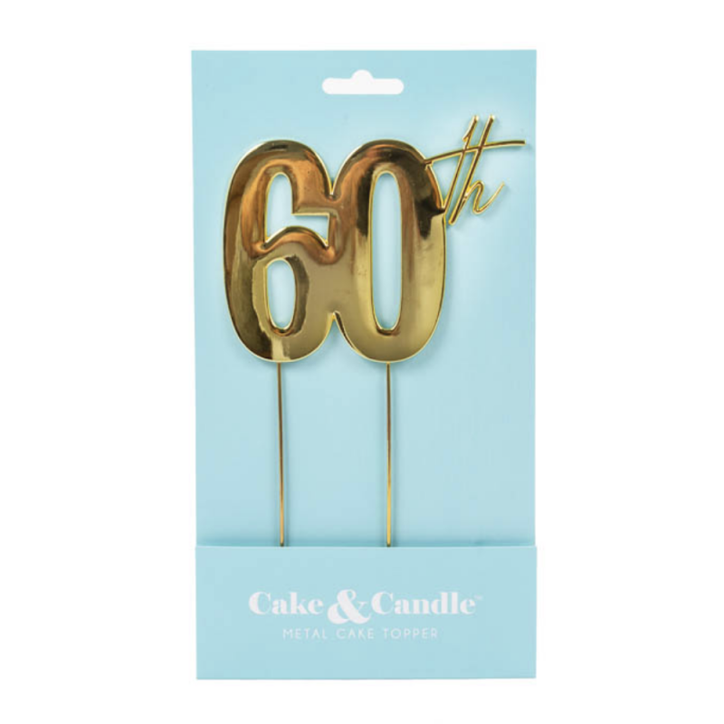 Gold Metal Cake Topper - 60th