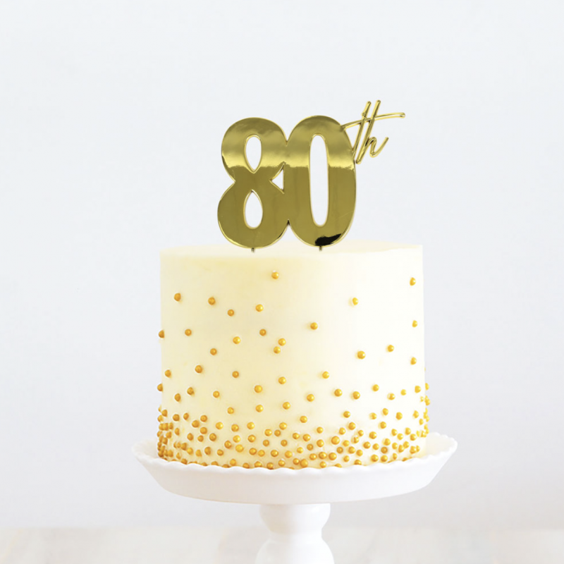 Gold Metal Cake Topper - 80th