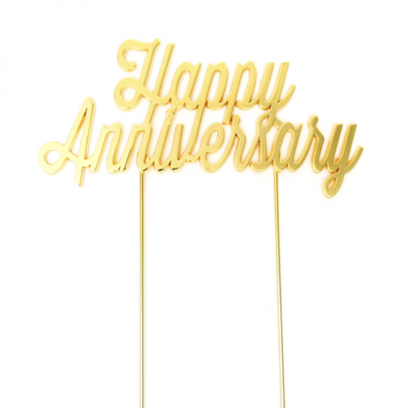 Gold Happy Anniversary Cake Topper