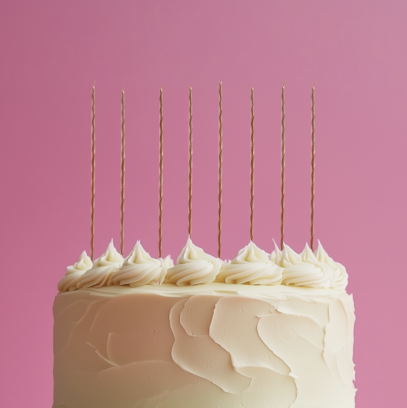 Fine Spiral Cake Candles 20cm - Gold (Pack of 16)