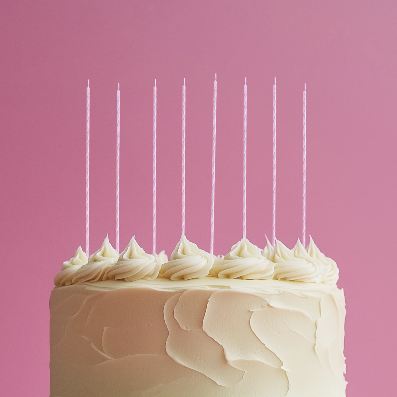 Fine Spiral Cake Candles 20cm - White (Pack of 16)