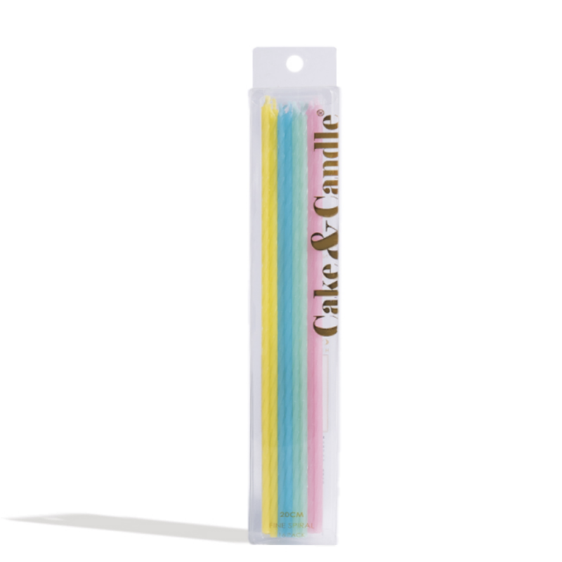 Fine Spiral Cake Candles Pastel Rainbow (Pack of 16)