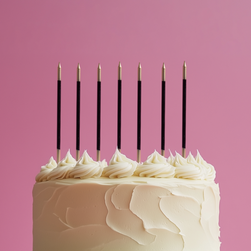 Gold Double Dipped Cake Candles - Black (Pack of 12)