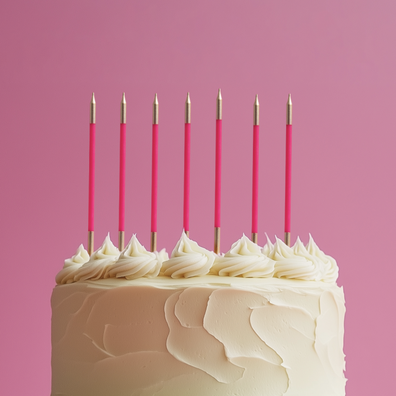 Gold Double Dipped Cake Candles - Hot Pink (Pack of 12)
