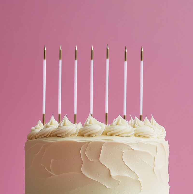 Gold Double Dipped Cake Candles - White (Pack of 12)