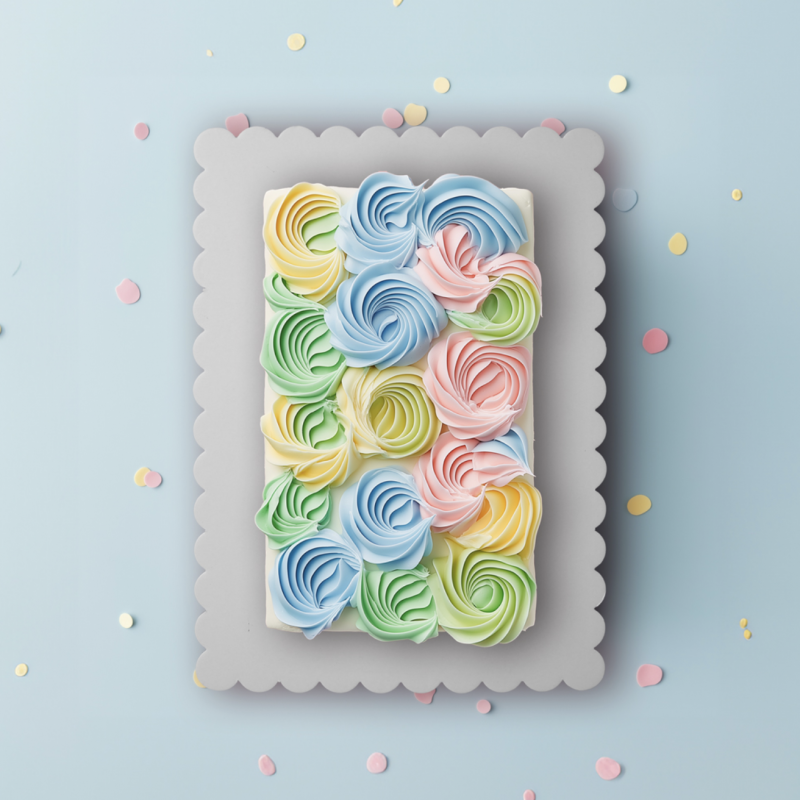 Rectangular Dual-Colour Scalloped Cake Board - Gold and Silver 14" x 10"