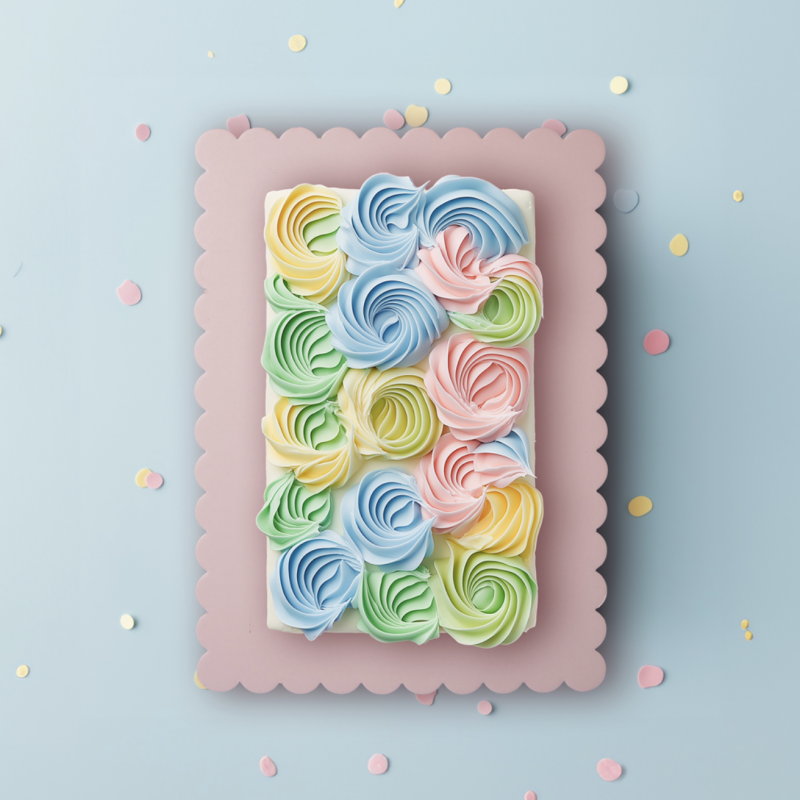 Rectangular Dual-Colour Scalloped Cake Board - Pink and Green 14" x 10"
