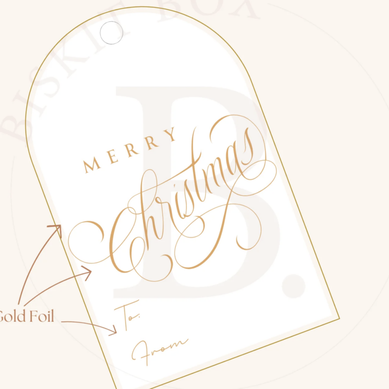 Merry Chrsitmas Gold Foil Arch Gift Tag - Pack of 25
