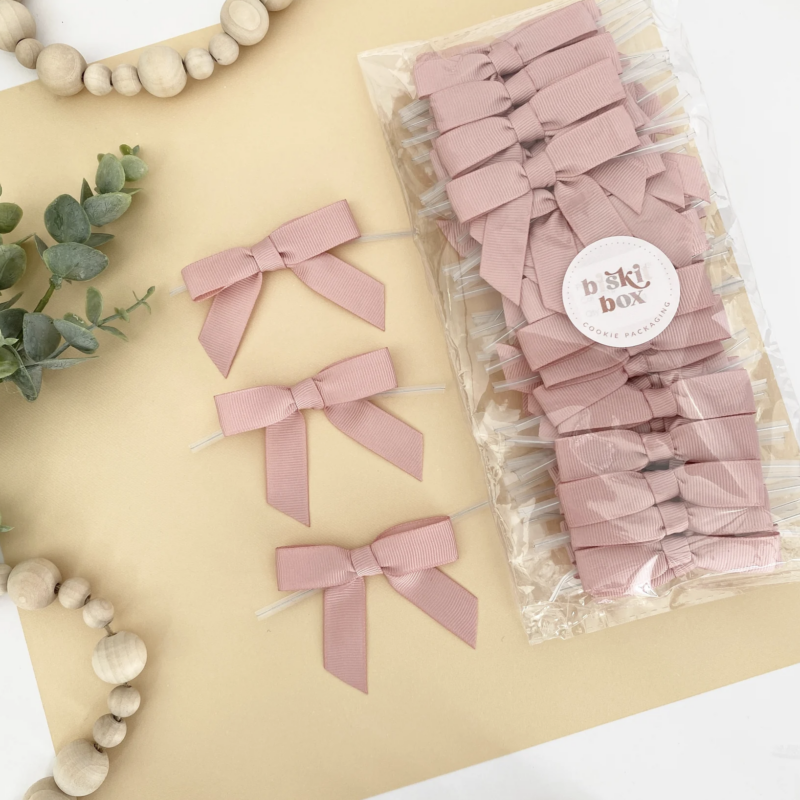 Rose Pink Biskit Box Pre Tied Box 50 Pack