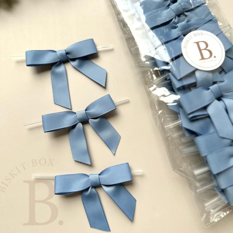 Wedgewood Blue GBiskit Box Pre Tied Bow x 50 pack