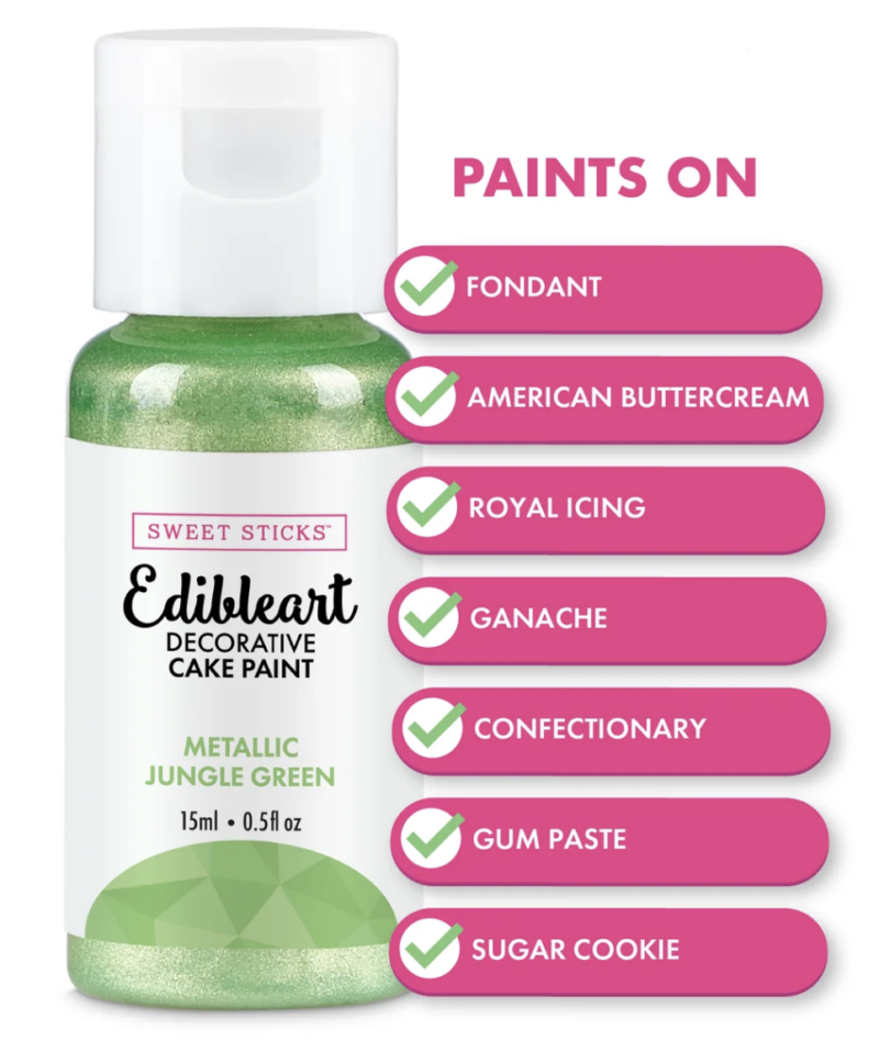 Metallic Jungle Green Edible Art Paint (15ml) - Image 2