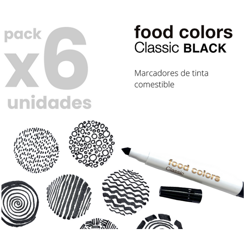 DripColor Edible Ink Classic Markers (6 x Black)