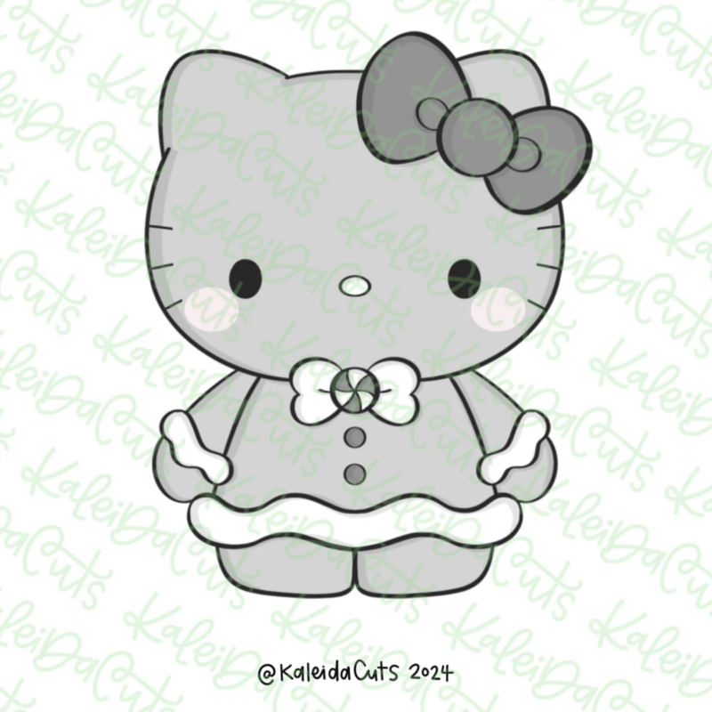 Holiday Kitty Gingy Cookie Cutter by Kaleidacuts
