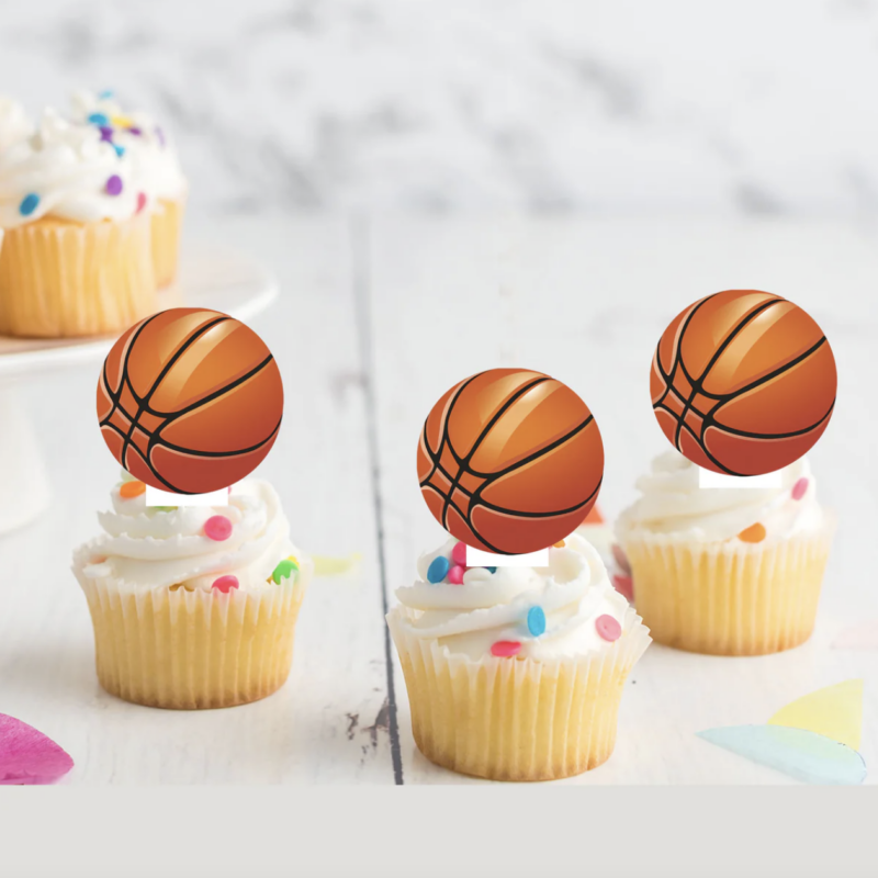 Basketball Sports Pre-cut Edible Stand Up Wafer Card Cupcake Toppers