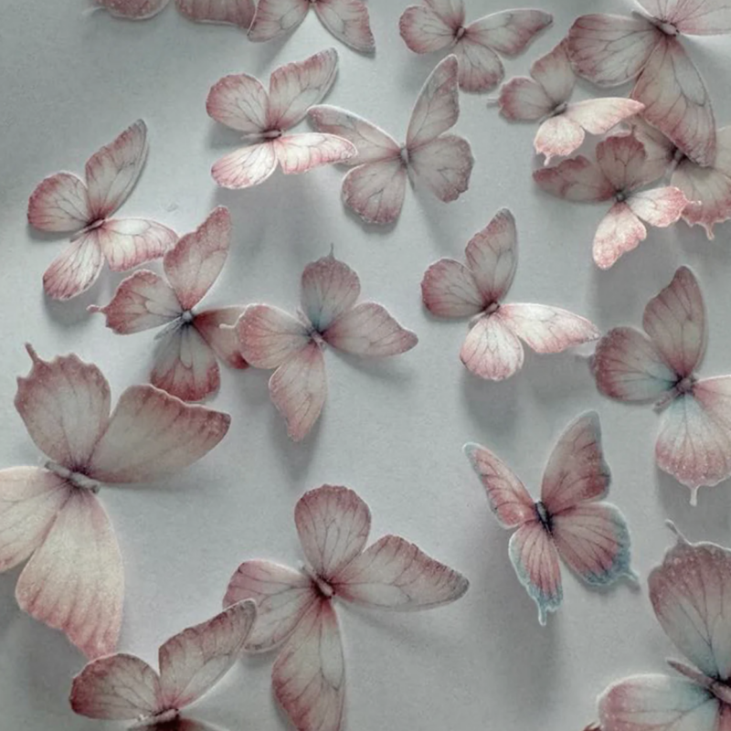 Pale Pink Pre-cut Edible Wafer Butterflies