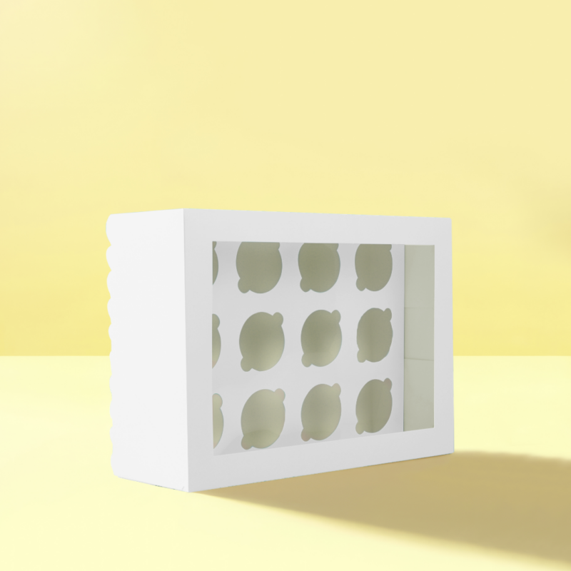 Papyrus Scalloped Tall Cupcake Box (12 Hole) - White