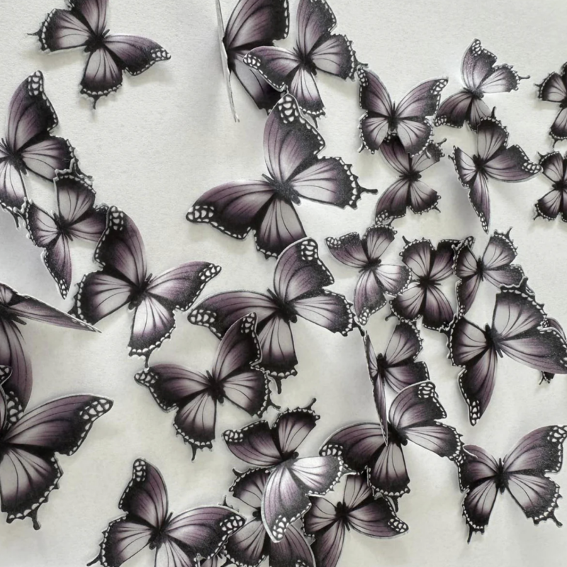 Purple & Black Pre-cut Edible Wafer Butterflies