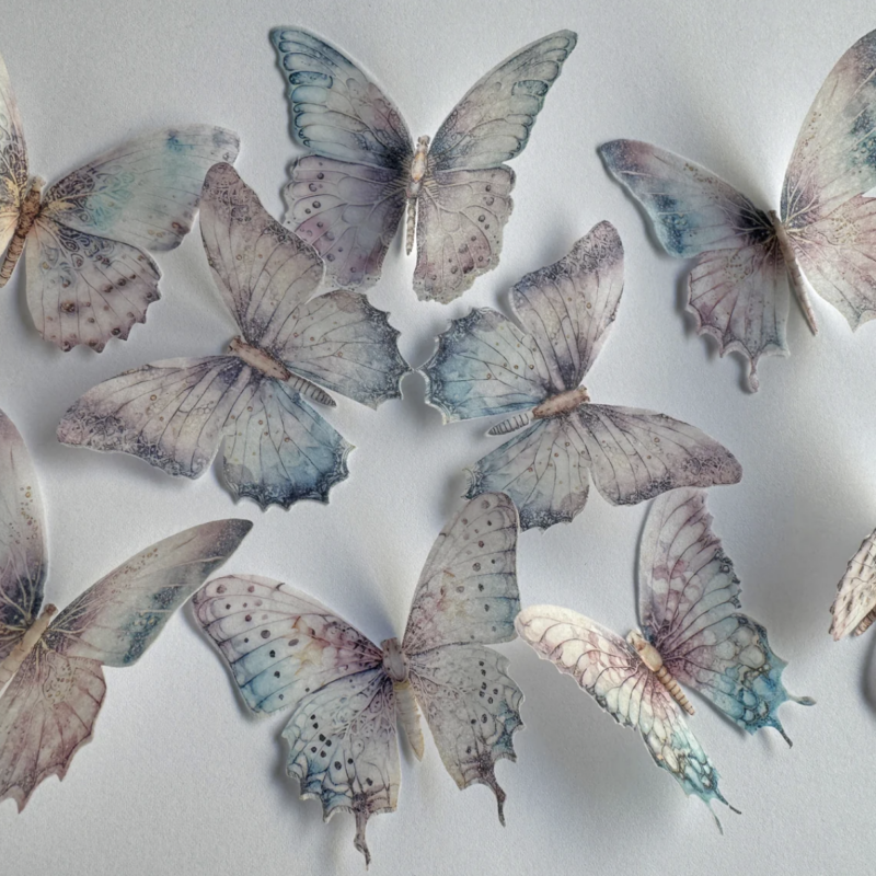 Purple & Green Pre-cut Edible Wafer Paper Butterflies