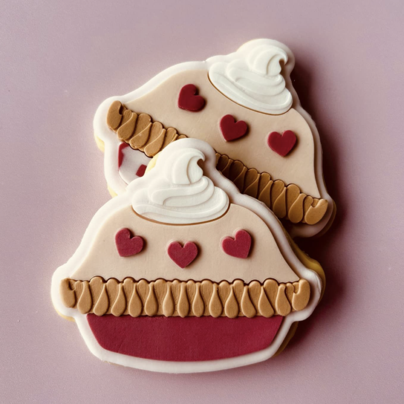 Whole Pie with Heart Details and Cream by Boss Embossers