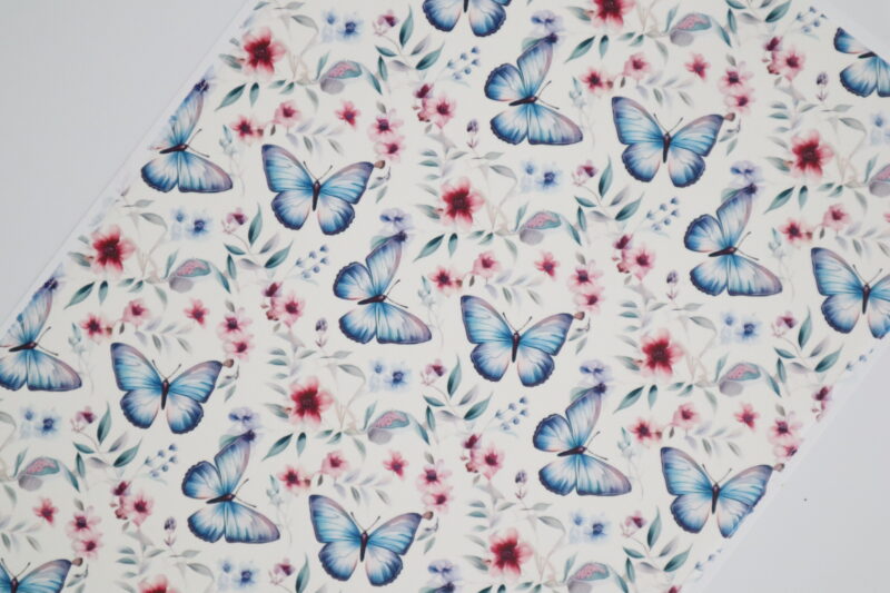 Edible Image A4 sheet - Butterflies purple and blue with blush florals