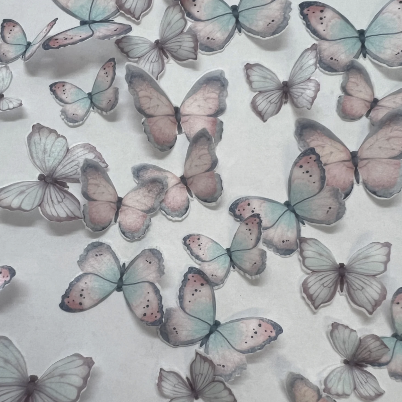 Pink & Purple Pre-cut Edible Wafer Butterflies