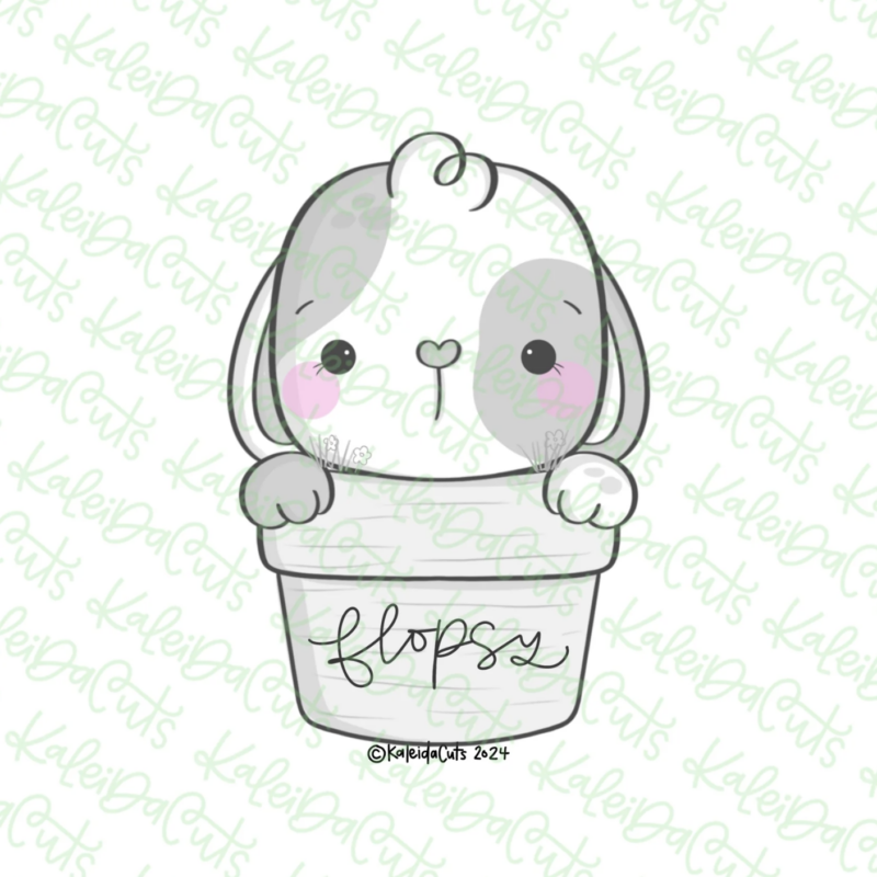 Potted Bunny Cookie Cutter by Kaleidacuts