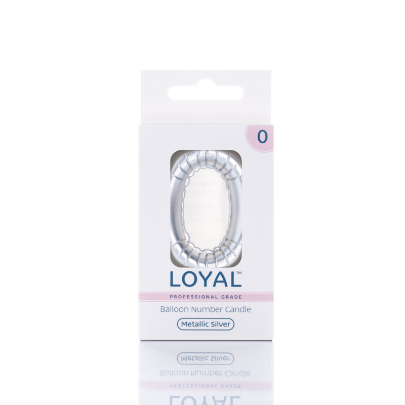 Balloon Number "0" Candle - Silver