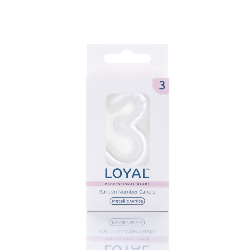 Balloon Number "3" Candle - White