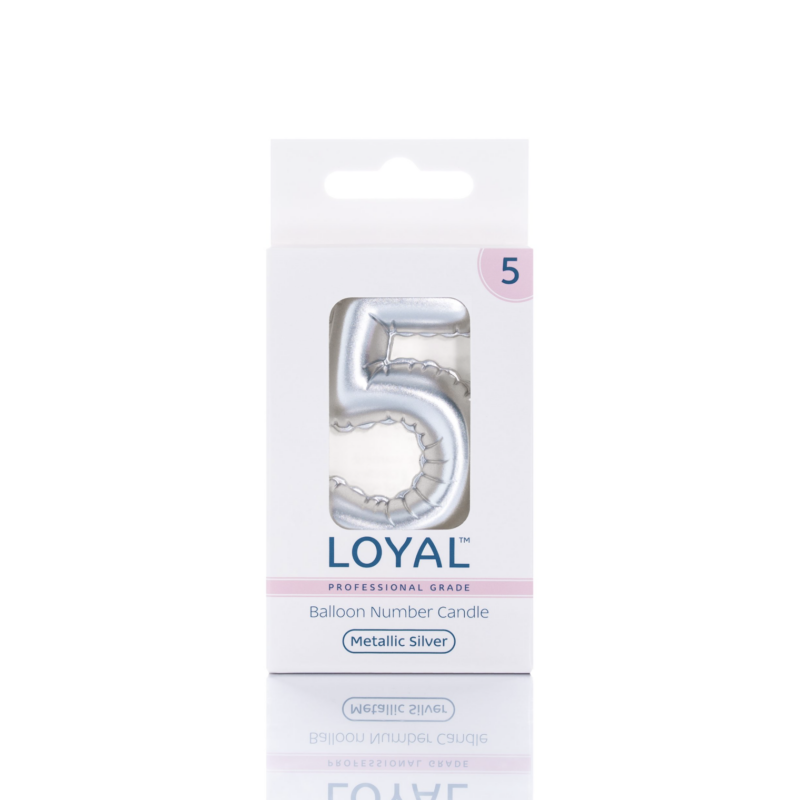 Balloon Number "5" Candle - Silver