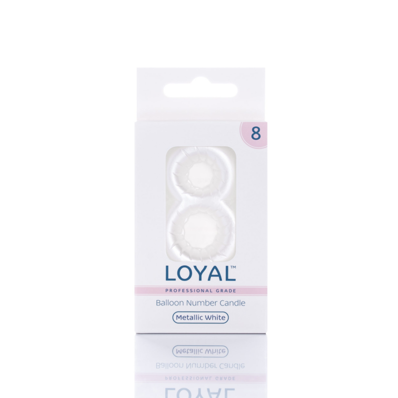 Balloon Number "8" Candle - White