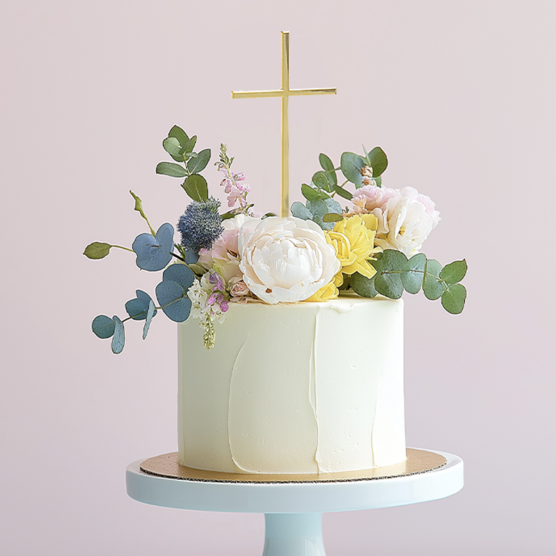 Gold Metal Cake Topper - Fine Cross - Image 2
