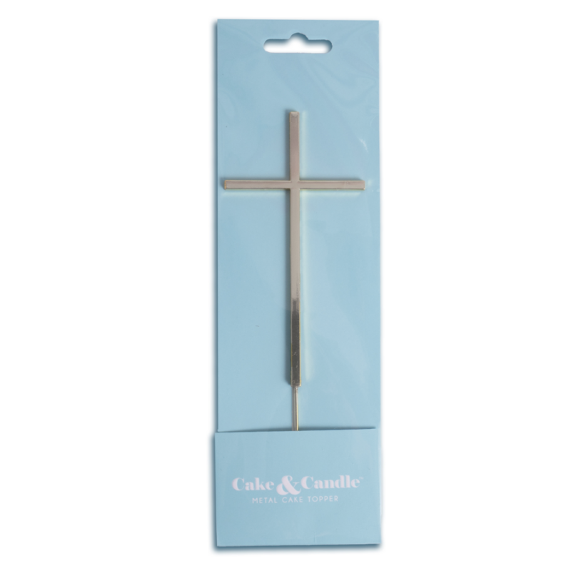 Silver Metal Cake Topper - Fine Cross gallery