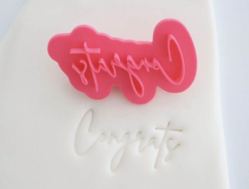 Congrats Script Font 45mm Cookie Stamp