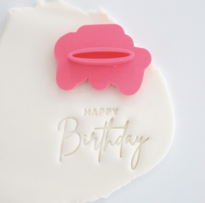 Happy Birthday Mixed Font 50mm Cookie Stamp