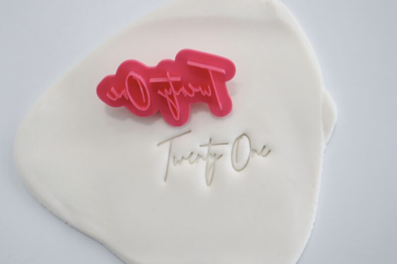 Miss Biscuit Twenty One Script Stamp 53mm