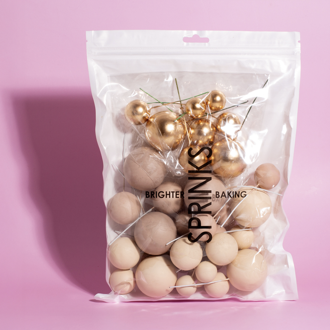 Sprinks 32 Cake Ball Toppers - Champagne Gold